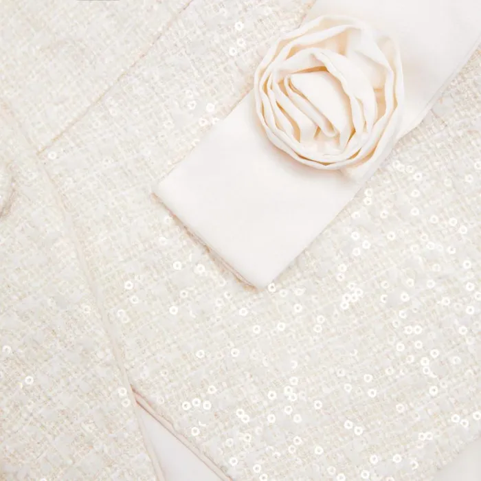 Cream Boucle Bow Detail Maxi Dress Women Self Portrait Bride