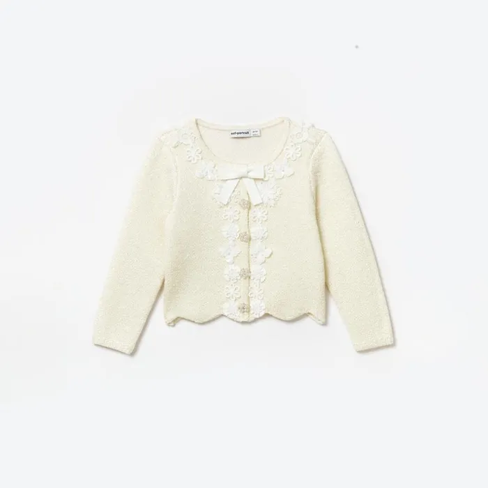 Cream Knit Cardigan Kids Self Portrait Knitwear