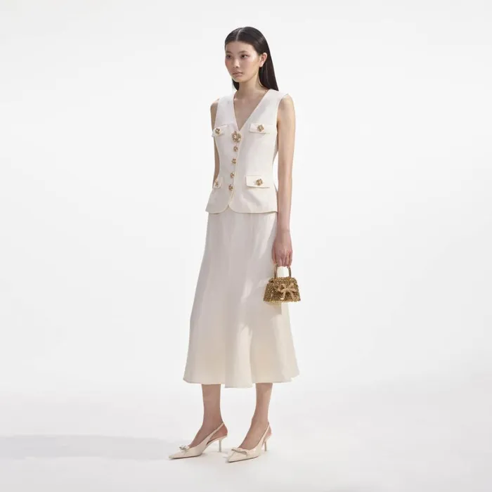 Cream Linen Midi Dress Women Self Portrait Dresses Cream Linen Midi Dress Women Self Portrait Dresses