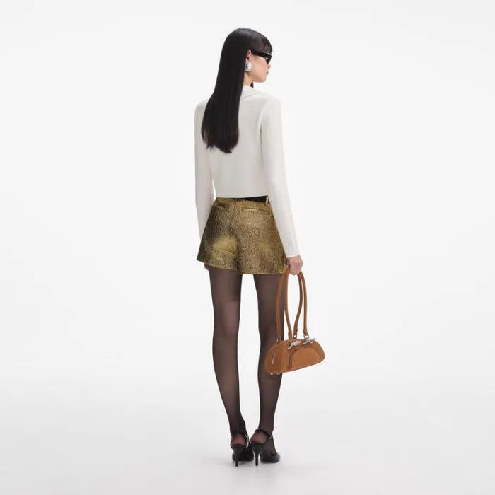 Cream Pearl Collar Alpaca Knit Top Women Self Portrait Knitwear Cream Pearl Collar Alpaca Knit Top Women Self Portrait Knitwear