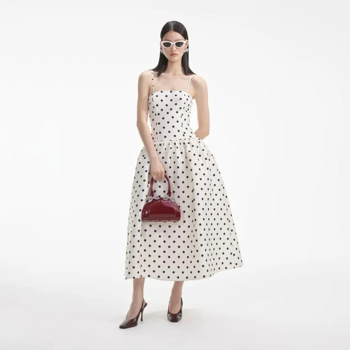 Cream Polka Dot Taffeta Midi Dress Women Self Portrait Dresses Cream Polka Dot Taffeta Midi Dress Women Self Portrait Dresses