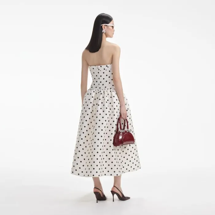 Cream Polka Dot Taffeta Midi Dress Women Self Portrait Dresses Cream Polka Dot Taffeta Midi Dress Women Self Portrait Dresses
