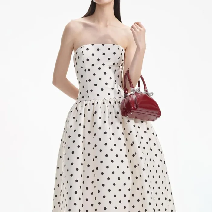 Cream Polka Dot Taffeta Midi Dress Women Self Portrait Dresses Cream Polka Dot Taffeta Midi Dress Women Self Portrait Dresses