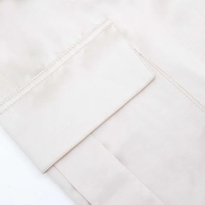 Cream Satin Cargo Trousers Women Self Portrait Bottoms
