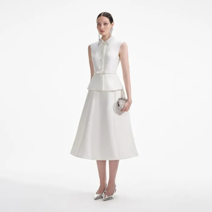 Cream Taffeta Diamante Midi Dress Women Self Portrait Dresses Cream Taffeta Diamante Midi Dress Women Self Portrait Dresses