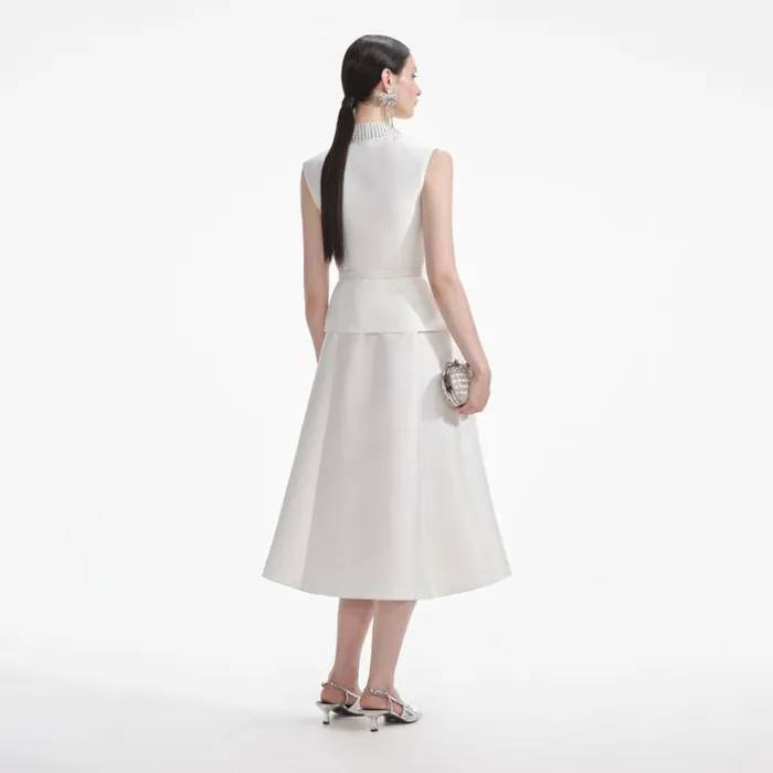 Cream Taffeta Diamante Midi Dress Women Self Portrait Dresses Cream Taffeta Diamante Midi Dress Women Self Portrait Dresses