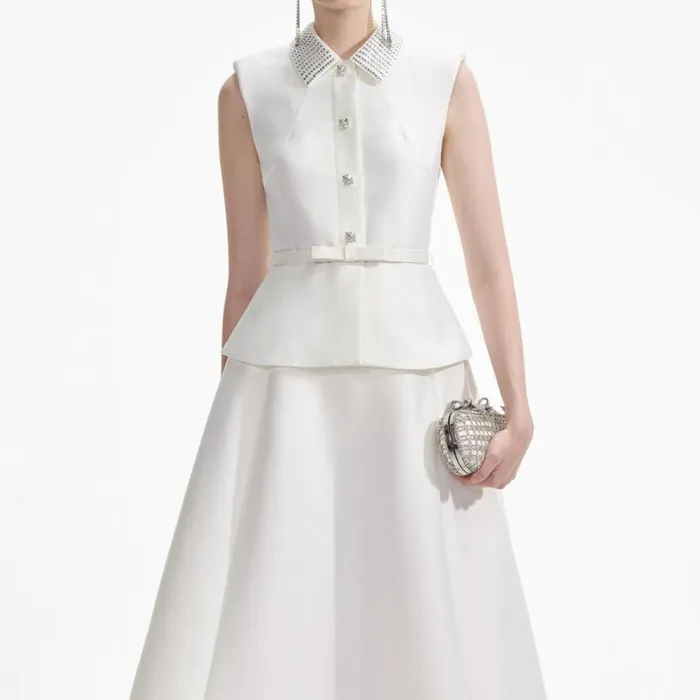Cream Taffeta Diamante Midi Dress Women Self Portrait Dresses Cream Taffeta Diamante Midi Dress Women Self Portrait Dresses