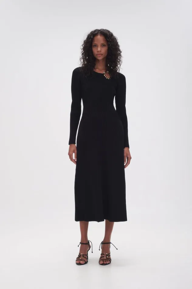 Crescent Knit Midi Dress Black Women Aje Midi Dresses