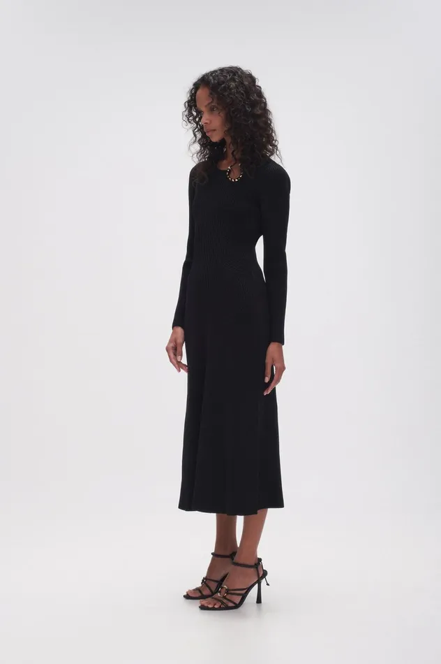 Crescent Knit Midi Dress Black Women Aje Midi Dresses
