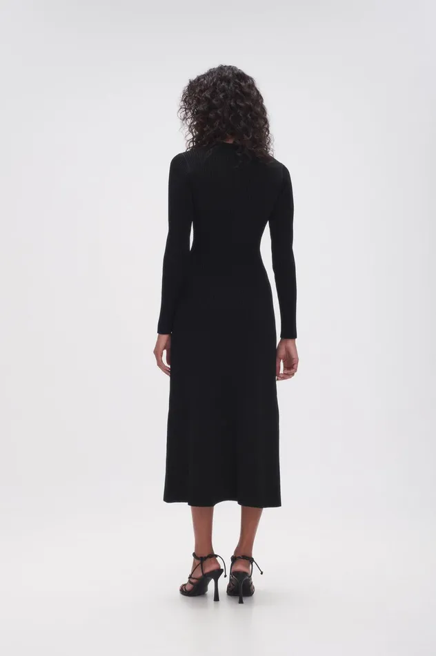 Crescent Knit Midi Dress Black Women Aje Midi Dresses