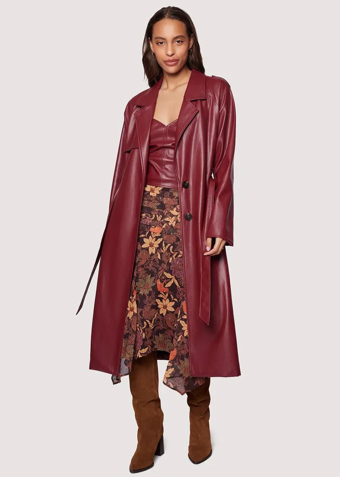 Crimson Holly Trench Coat Merlot Women Lost Wander Outerwear