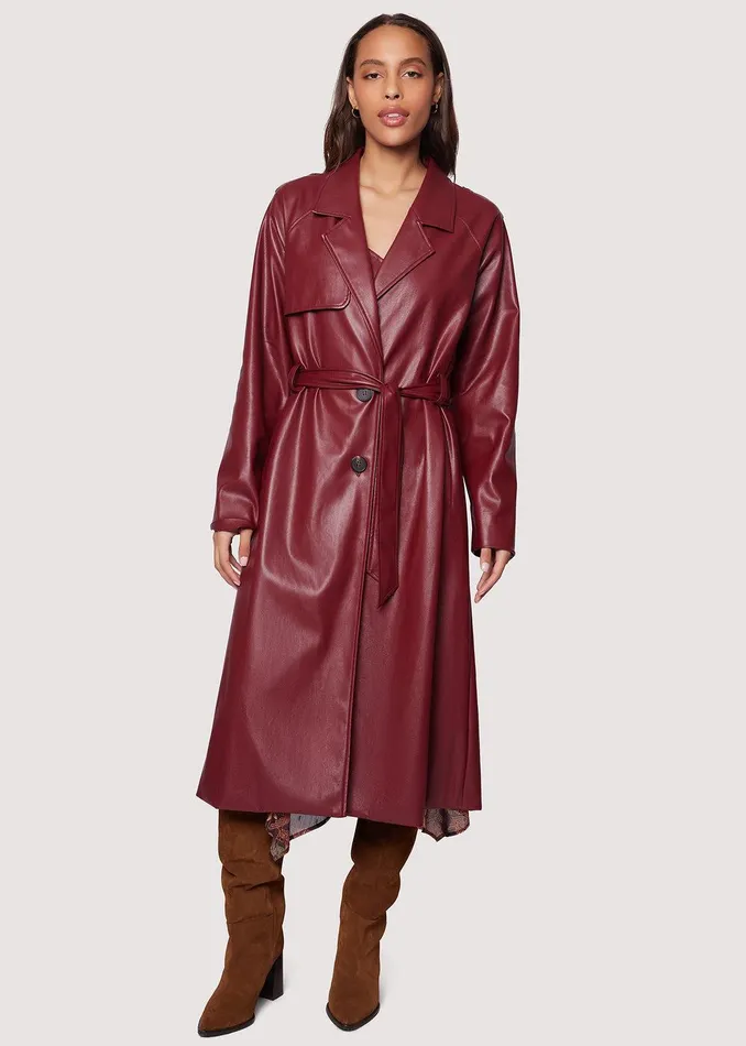 Crimson Holly Trench Coat Merlot Women Lost Wander Outerwear