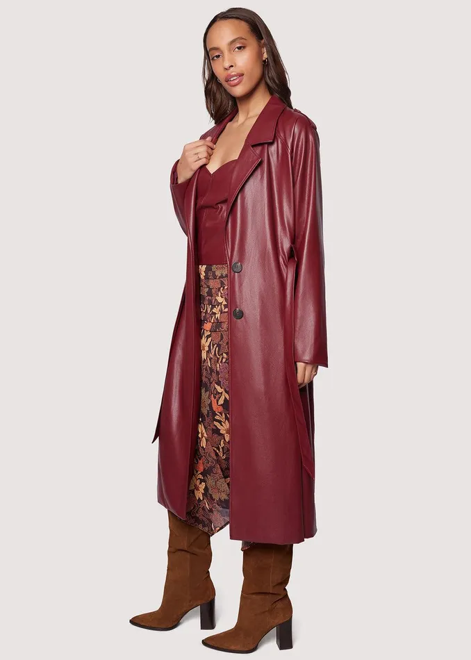 Crimson Holly Trench Coat Merlot Women Lost Wander Outerwear