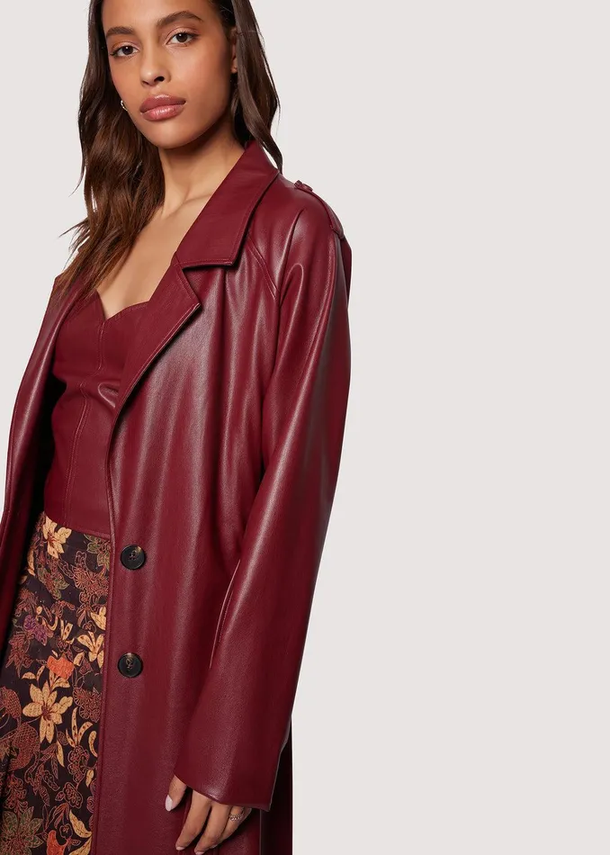 Crimson Holly Trench Coat Merlot Women Lost Wander Outerwear