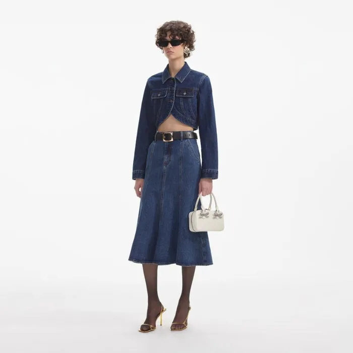 Cropped Denim Jacket Women Self Portrait Outerwear Cropped Denim Jacket Women Self Portrait Outerwear