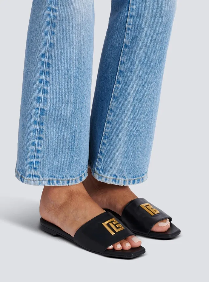 Dafne PB Mules In Calfskin Black Women Balmain Flat Shoes