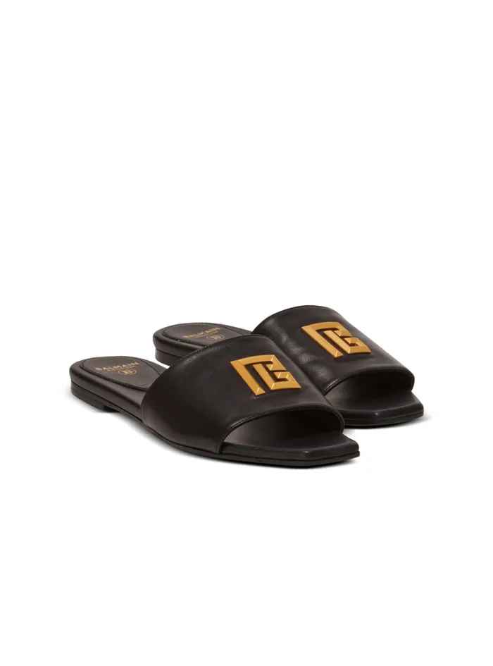 Dafne PB Mules In Calfskin Black Women Balmain Flat Shoes
