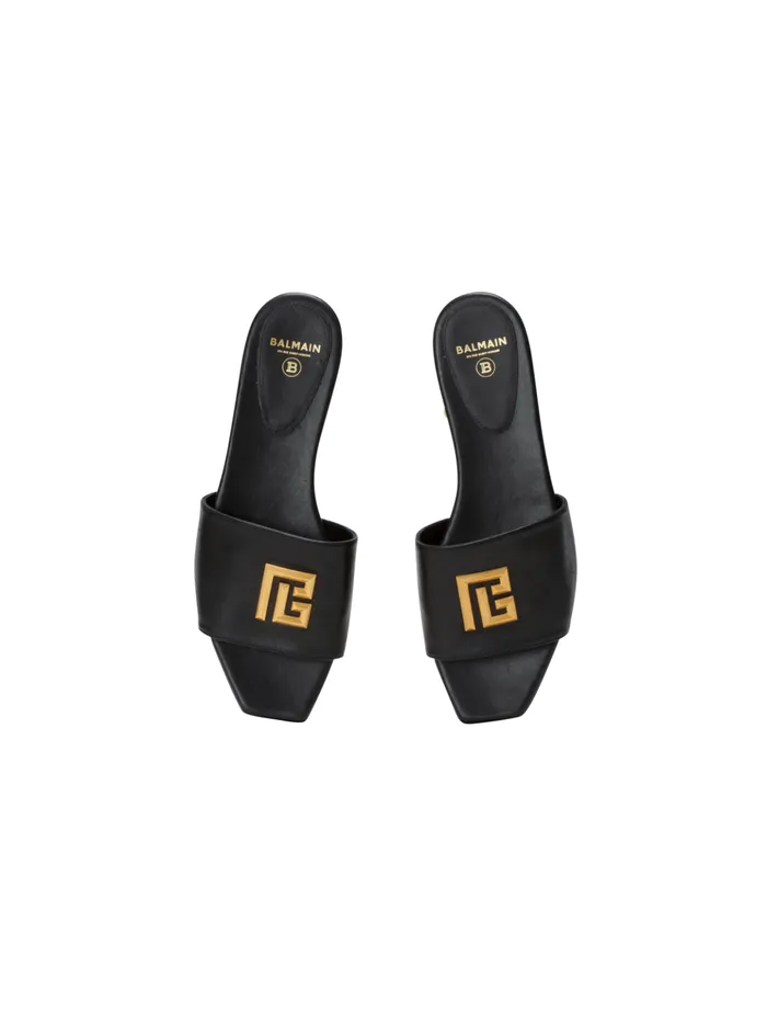 Dafne PB Mules In Calfskin Black Women Balmain Flat Shoes