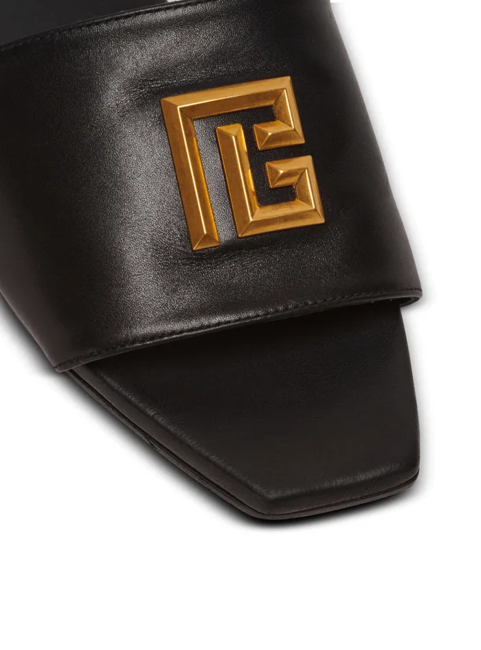 Dafne PB Mules In Calfskin Black Women Balmain Flat Shoes