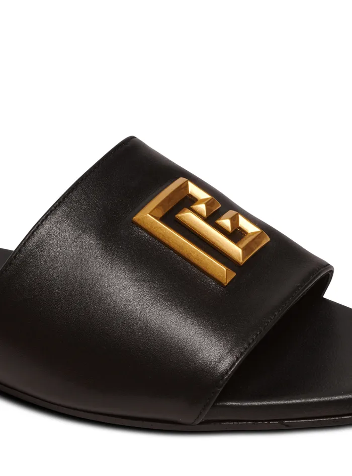 Dafne PB Mules In Calfskin Black Women Balmain Flat Shoes