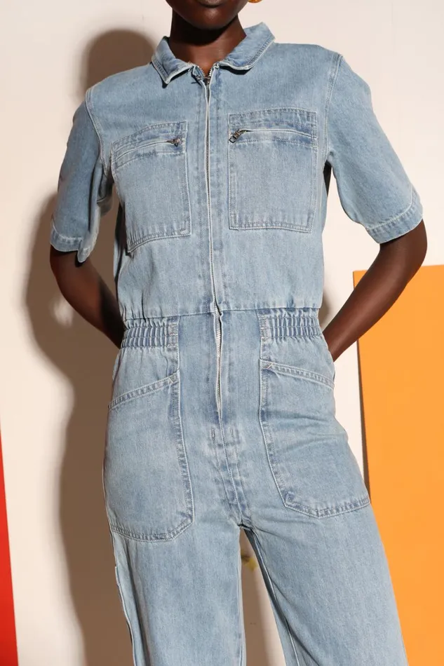 Danny Boilersuit Mid Blue Womens LF Markey One Pieces