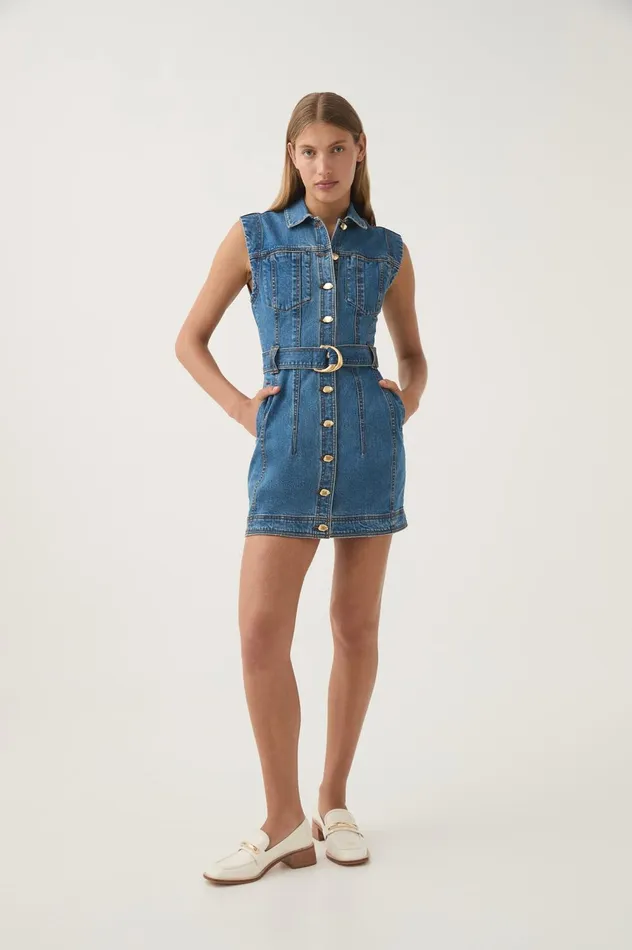 Darcie Denim Mini Dress 90039s Wash Women Aje Denim