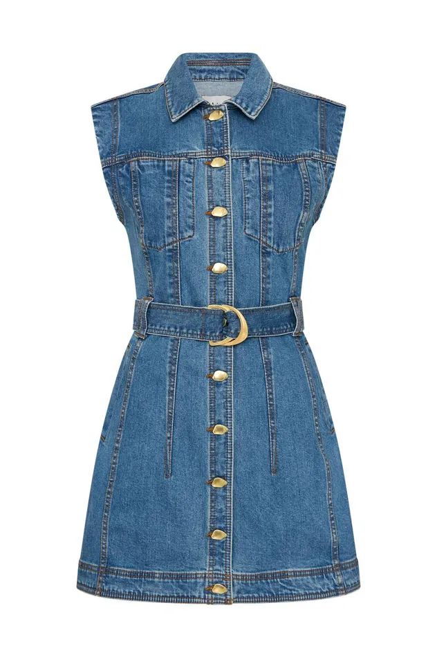 Darcie Denim Mini Dress 90039s Wash Women Aje Denim