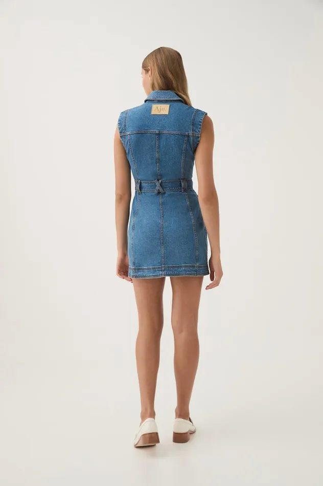 Darcie Denim Mini Dress 90039s Wash Women Aje Denim