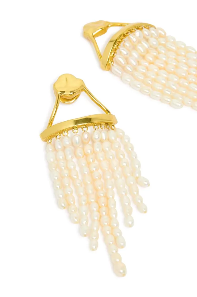 Daydream Pearl Cascade Earring Gold Women Aje Jewelry