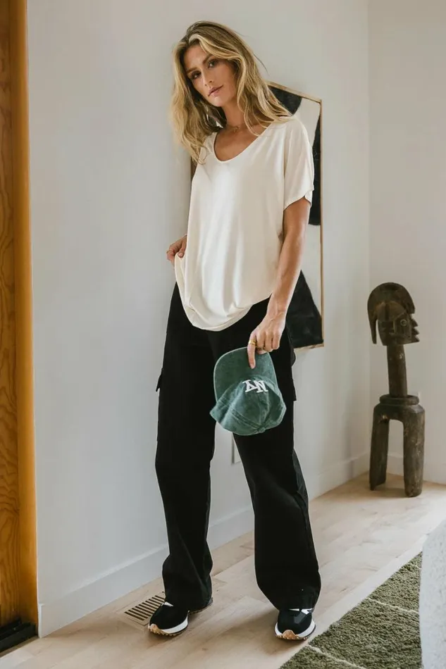Demi Oversized Top In Cream 8211 FINAL SALE Cream Women Bohme Tees and Tanks