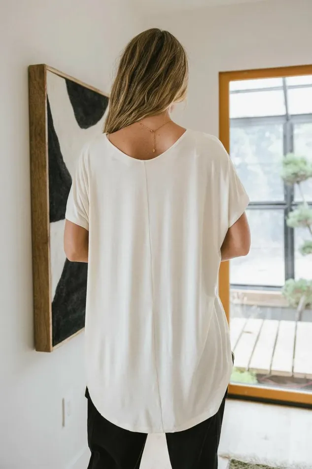 Demi Oversized Top In Cream 8211 FINAL SALE Cream Women Bohme Tees and Tanks