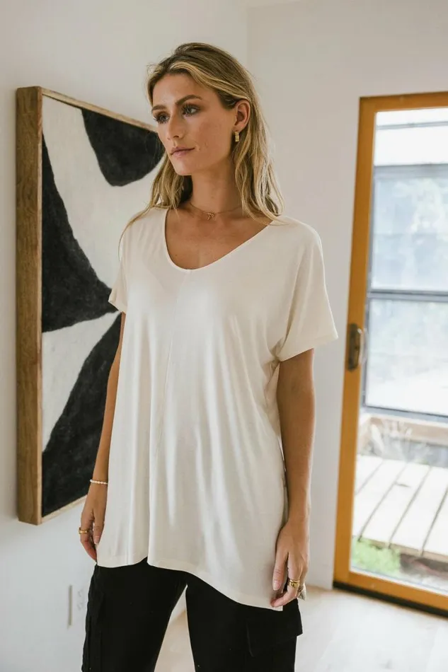 Demi Oversized Top In Cream 8211 FINAL SALE Cream Women Bohme Tees and Tanks