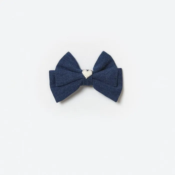 Denim Bow Hairclip Kids Self Portrait Accessories