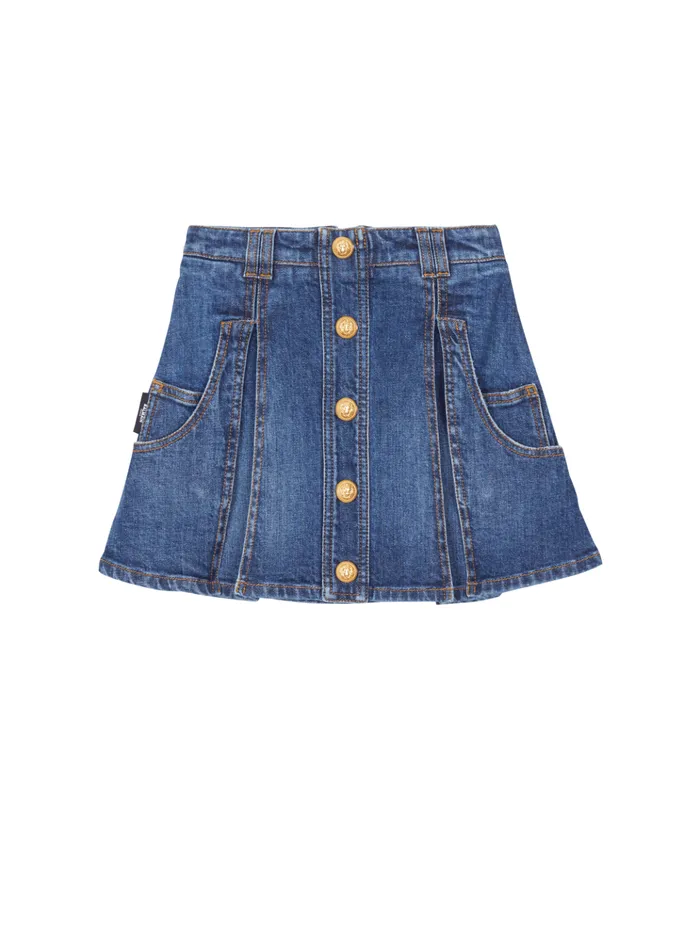 Denim Skater Skirt Navy Kids Balmain