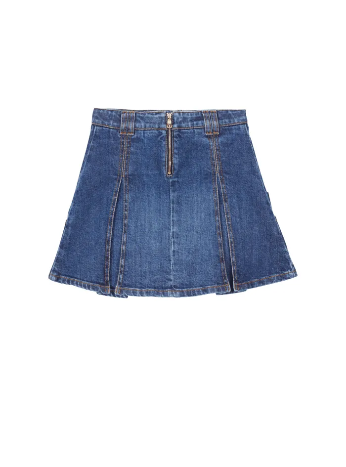 Denim Skater Skirt Navy Kids Balmain