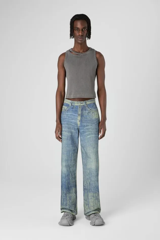 Denim Women Camper Denim Sand Blue Paint Print Denim Jeans