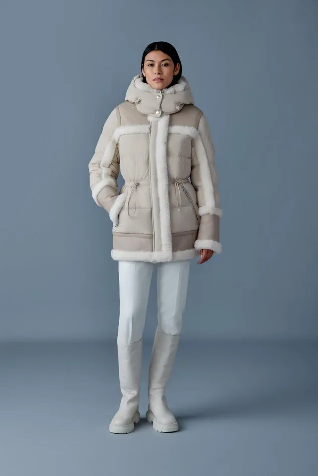 Downs and Jackets Women Mackage LILIBETH Mixedmedia Shearling Down Parka Trenchnatural Downs and Jackets Women Mackage LILIBETH Mixedmedia Shearling Down Parka Trenchnatural