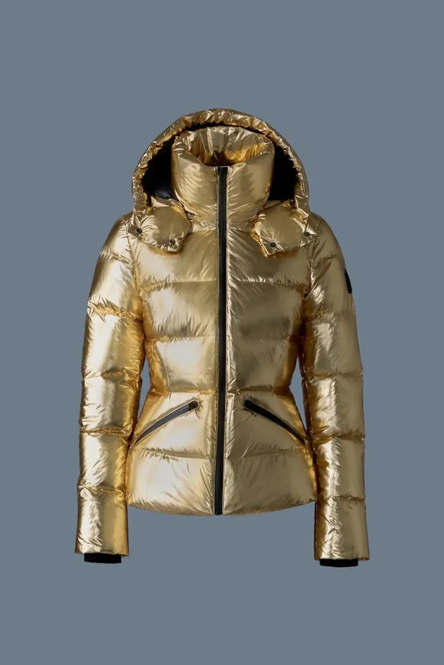 Downs and Jackets Women Mackage MADALYNM Metallic Laminate Down Jacket Gold