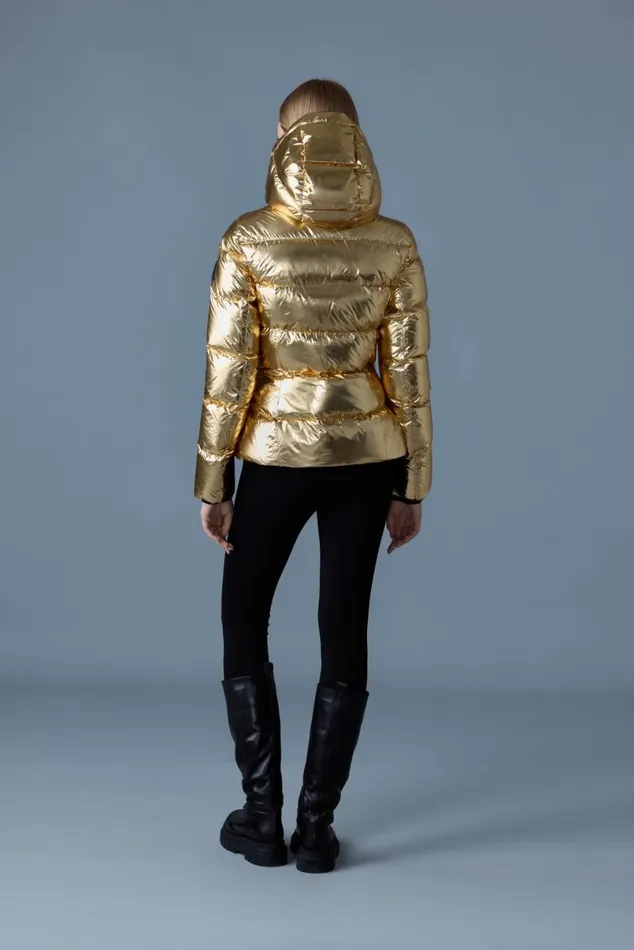 Downs and Jackets Women Mackage MADALYNM Metallic Laminate Down Jacket Gold Downs and Jackets Women Mackage MADALYNM Metallic Laminate Down Jacket Gold