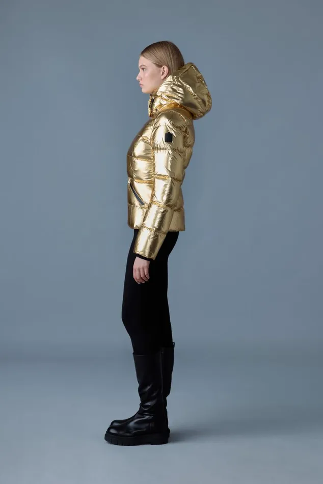 Downs and Jackets Women Mackage MADALYNM Metallic Laminate Down Jacket Gold Downs and Jackets Women Mackage MADALYNM Metallic Laminate Down Jacket Gold