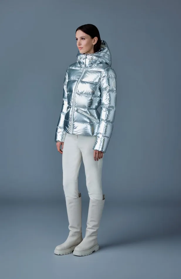 Downs and Jackets Women Mackage MADALYNM Metallic Laminate Down Jacket Gold Downs and Jackets Women Mackage MADALYNM Metallic Laminate Down Jacket Gold
