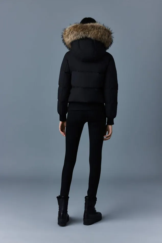 Downs and Jackets Women Mackage NEFIFZ Down Jacket With Removable Fur Trimmed Hood Black