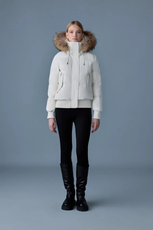 Downs and Jackets Women Mackage NEFIFZ Down Jacket With Removable Fur Trimmed Hood Black