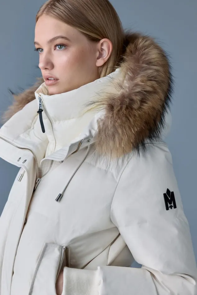 Downs and Jackets Women Mackage NEFIFZ Down Jacket With Removable Fur Trimmed Hood Black