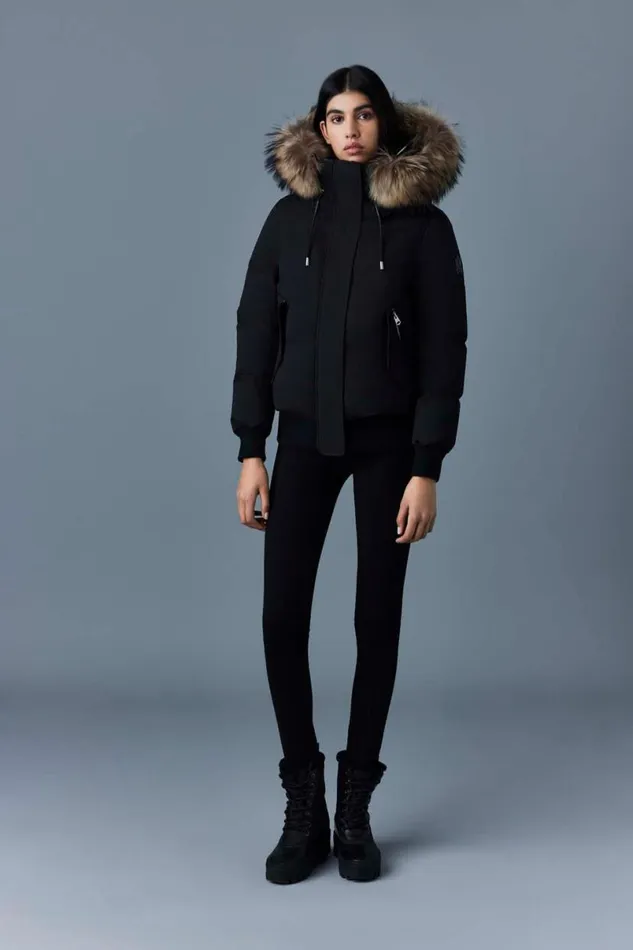 Downs and Jackets Women Mackage NEFIFZ Down Jacket With Removable Fur Trimmed Hood Black