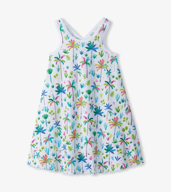 Dresses Girls Hatley Girls Rainbow Palms Trapeze Dress