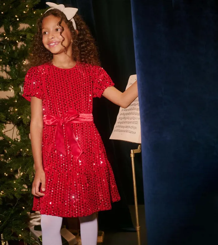Dresses Girls Hatley Girls Red Sequins Velvet Dress