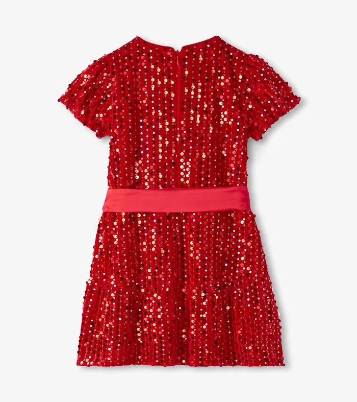Dresses Girls Hatley Girls Red Sequins Velvet Dress