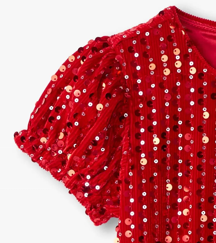 Dresses Girls Hatley Girls Red Sequins Velvet Dress