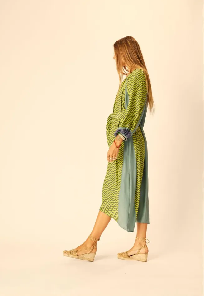 Dresses Shop Natalie Martin ALEX MIDI Block Zigzag Lime